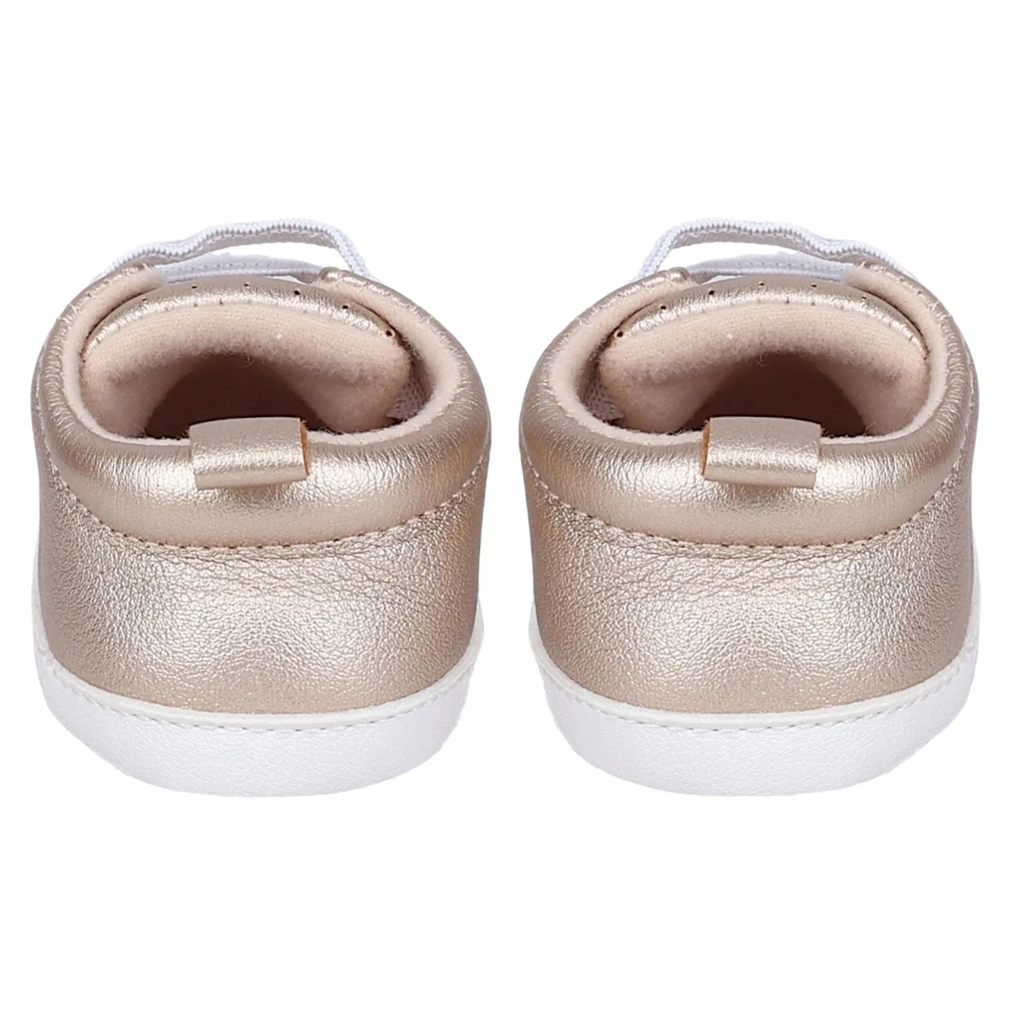 Baby Moo Dotted Breathable Lace-Up Design Anti-Skid Vegan Leather Sneakers - Gold