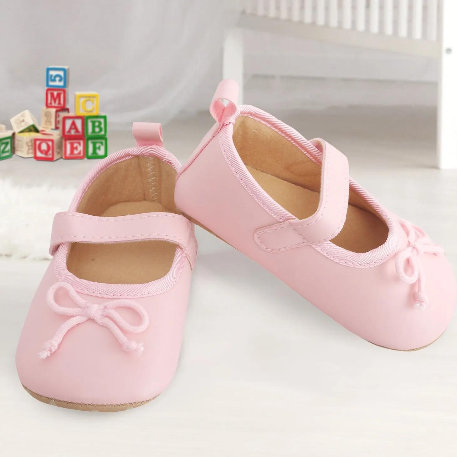 Baby Moo Dressy Bow Pink Booties