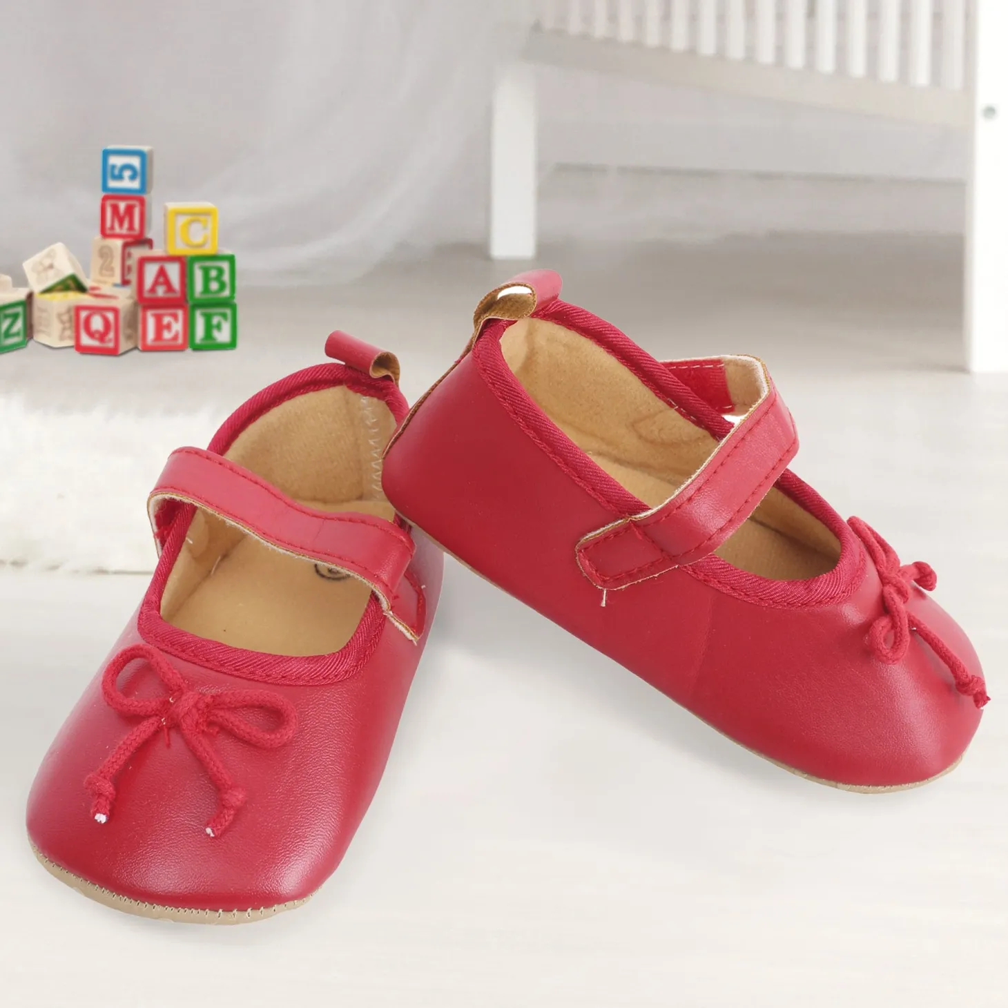 Baby Moo Dressy Bow Red Booties
