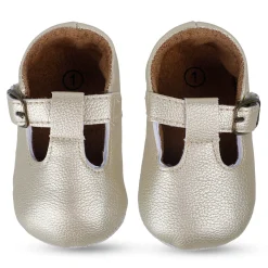 Baby Moo Dressy Metallic Gold Velcro Booties