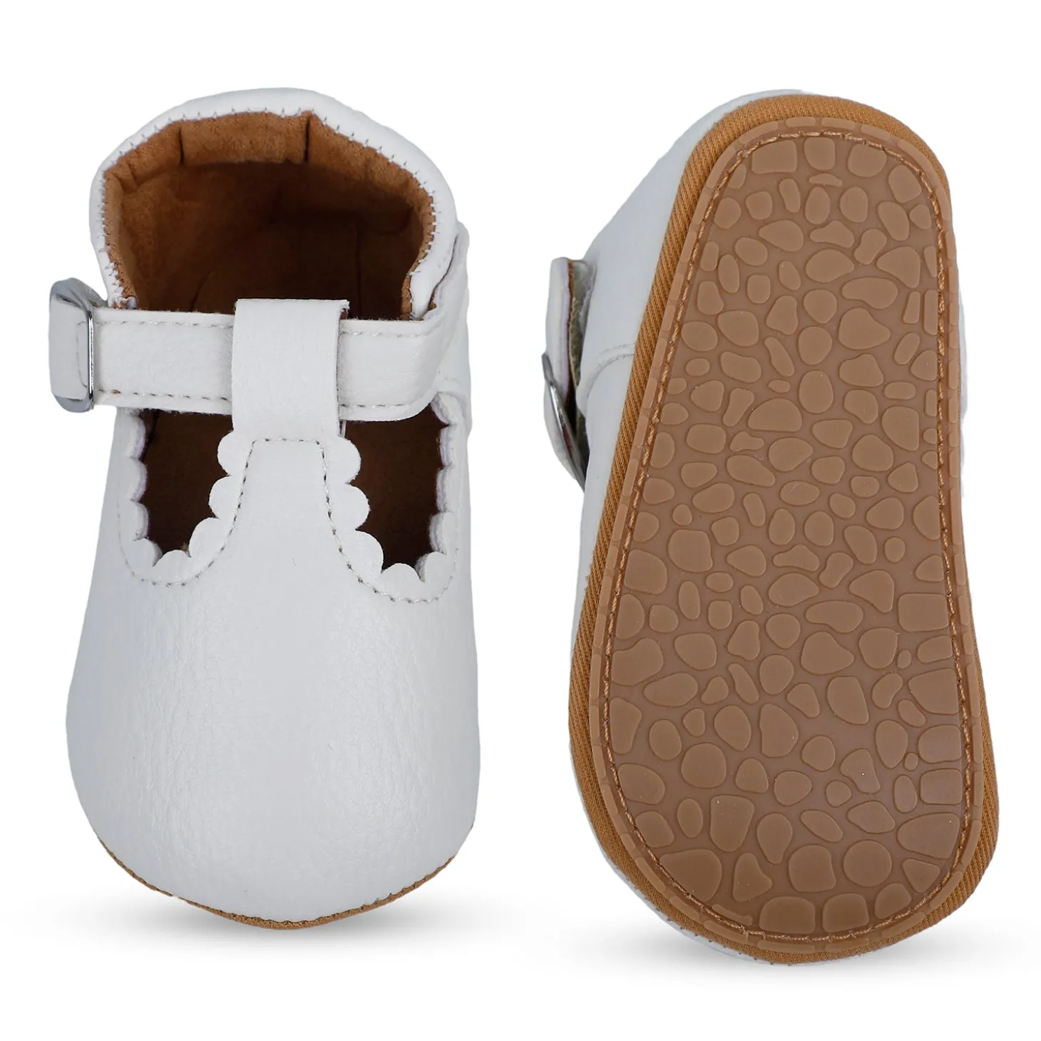 Baby Moo Dressy White Velcro Booties