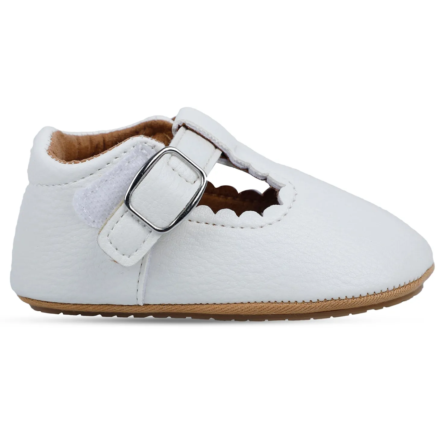 Baby Moo Dressy White Velcro Booties