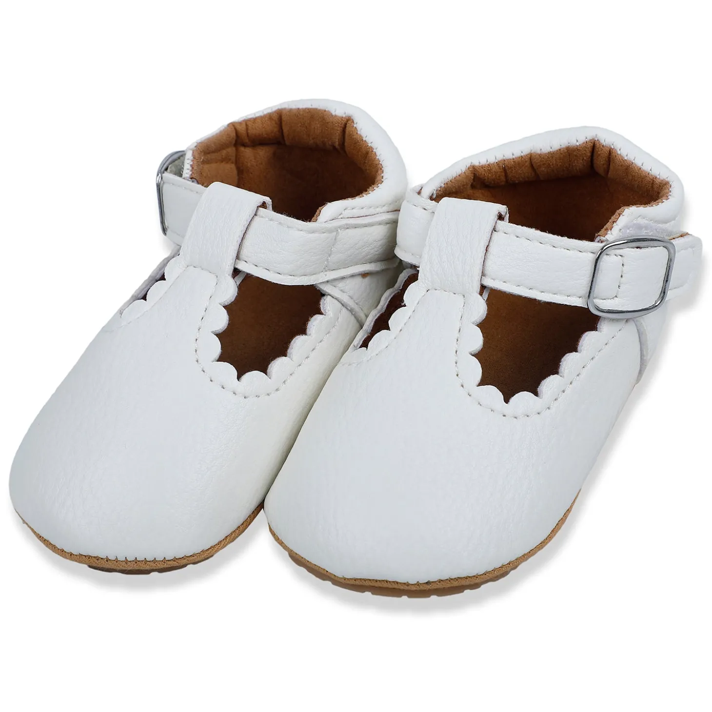 Baby Moo Dressy White Velcro Booties