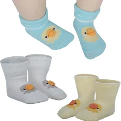 Baby Moo Duck 3D Anti-Skid Socks Booties Pack of 3 - Blue