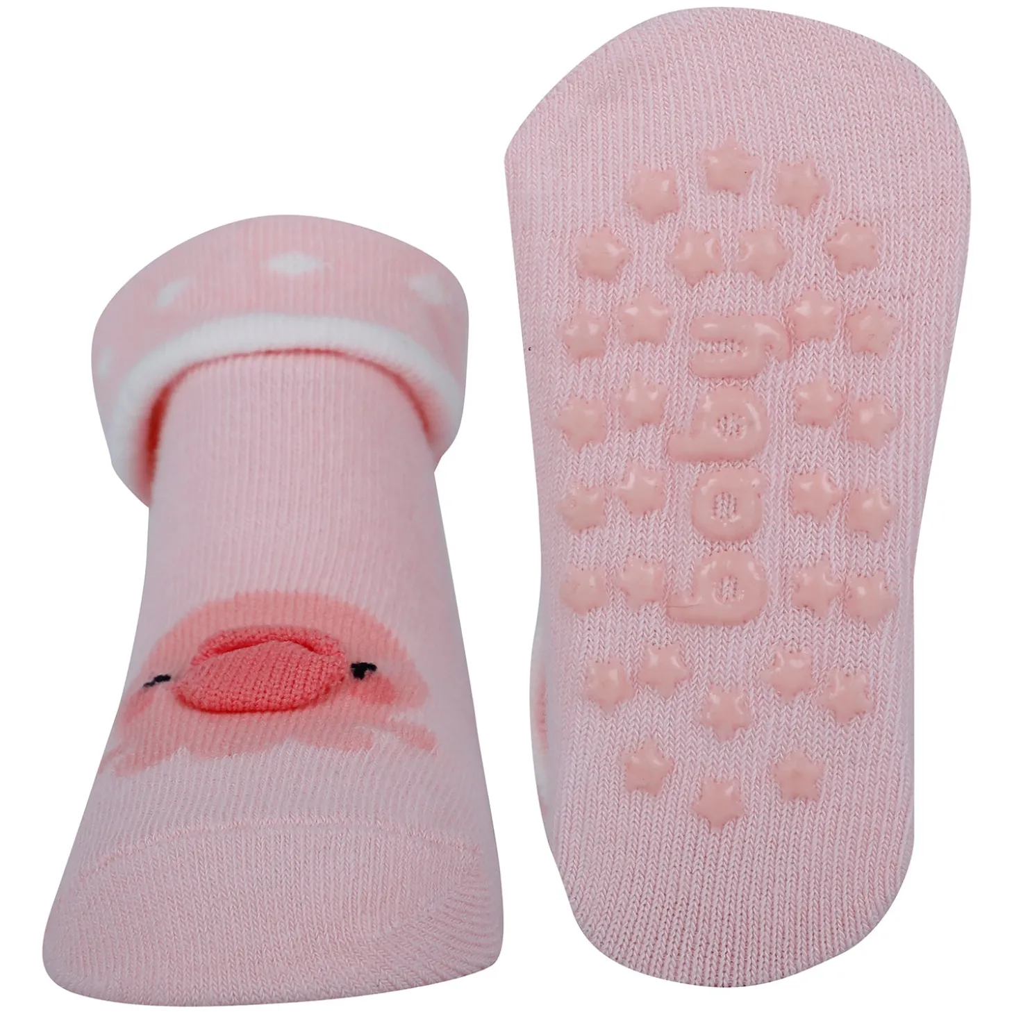Baby Moo Duck 3D Anti-Skid Socks Booties Pack of 3 - Pink