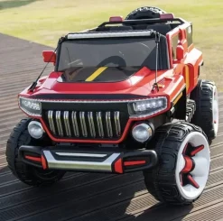 Baby Moo Electric Ride-on Jeep for Kids With Rechargeable 12V Battery, LED Lights, Music and USB Port Remote Control Double Seat - Red