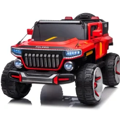 Baby Moo Electric Ride-on Jeep for Kids With Rechargeable 12V Battery, LED Lights, Music and USB Port Remote Control Double Seat - Red