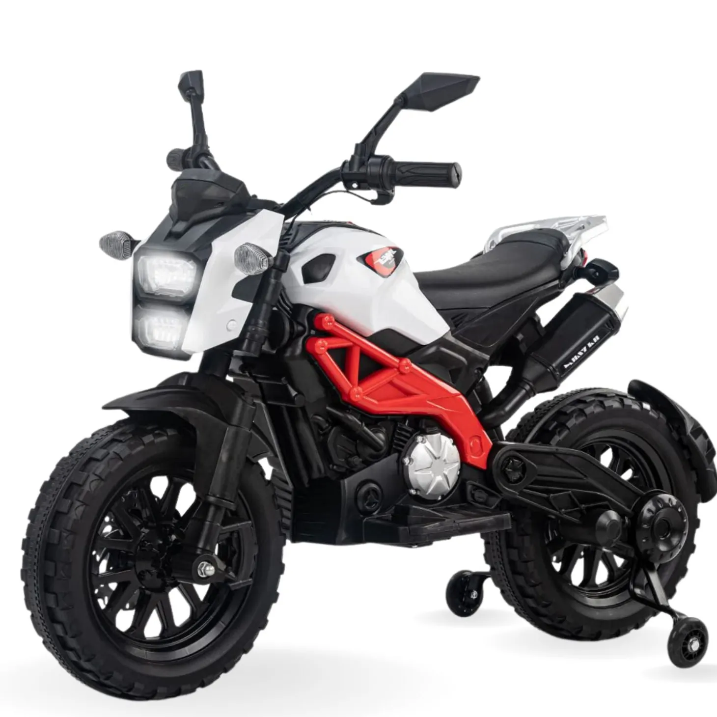 Baby Moo Electric Ride-on Bike for Kids | Battery-Powered Toy with LED Lights, Music, and USB Port | Battery Operated Bike - White