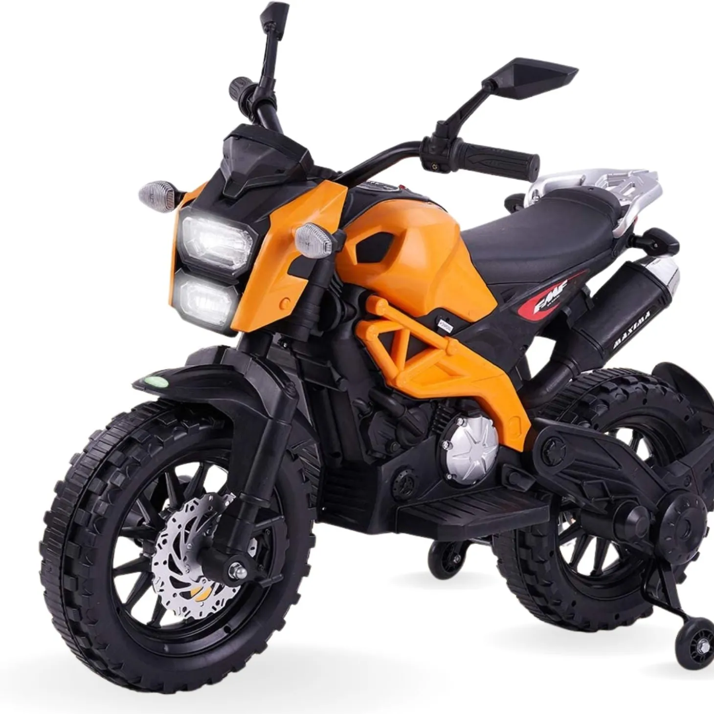 Baby Moo Electric Ride-on Bike for Kids | Battery-Powered Toy with LED Lights, Music, and USB Port | Battery Operated Bike - Orange
