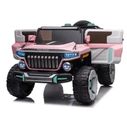Baby Moo Electric Ride-on Jeep for Kids With Rechargeable 12V Battery, LED Lights, Music and USB Port Remote Control Double Seat - Pink