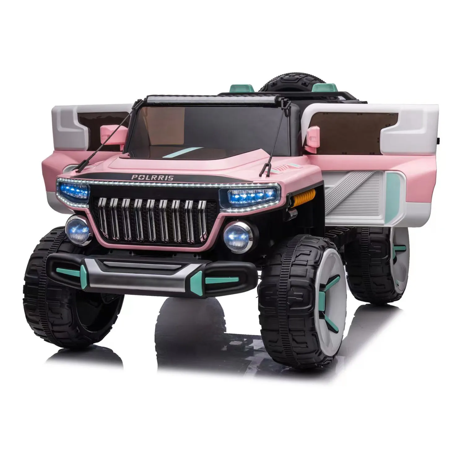 Baby Moo Electric Ride-on Jeep for Kids With Rechargeable 12V Battery, LED Lights, Music and USB Port Remote Control Double Seat - Pink