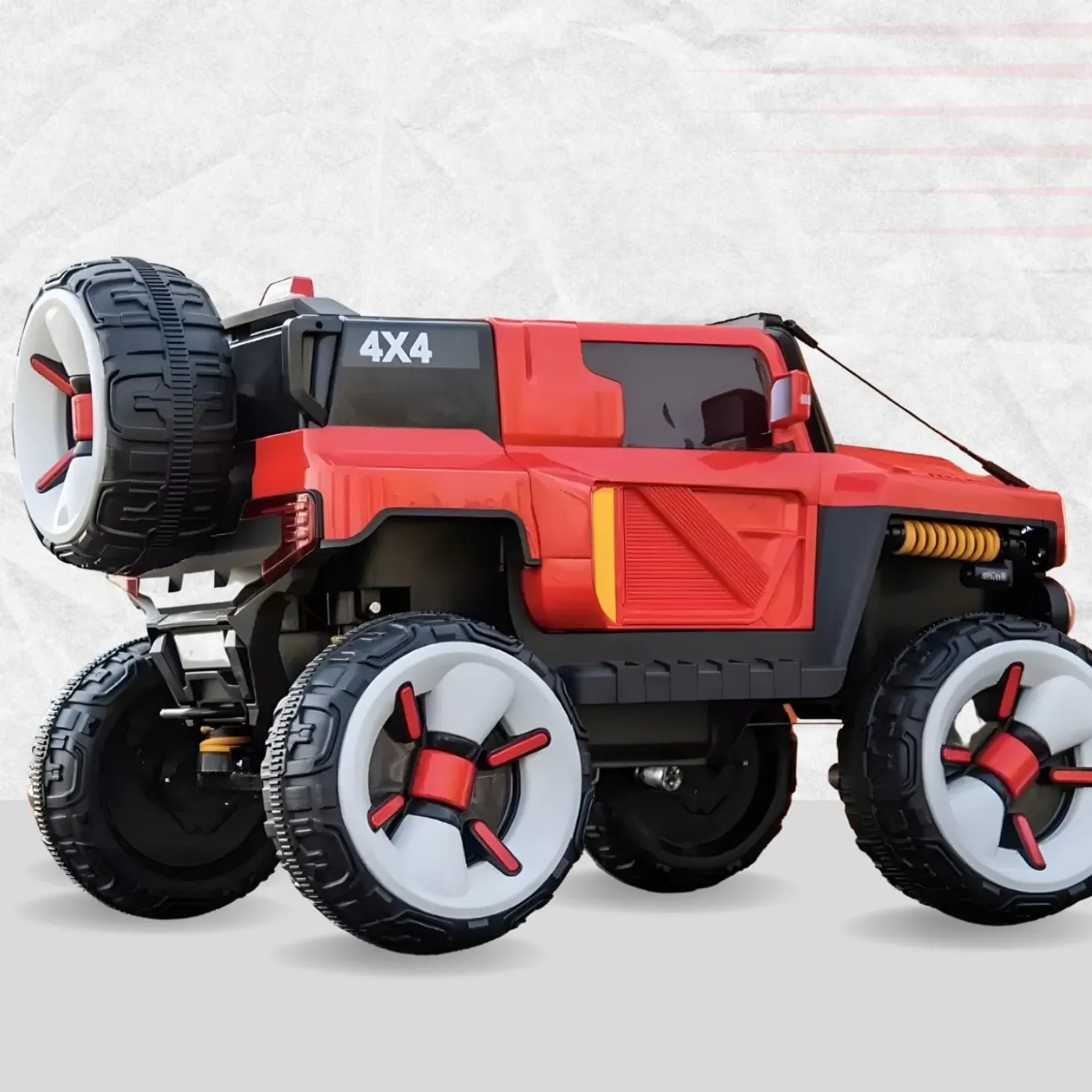 Baby Moo Electric Ride-on Jeep for Kids With Rechargeable 12V Battery, LED Lights, Music and USB Port Remote Control Double Seat - Red