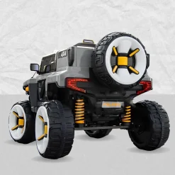 Baby Moo Electric Ride-on Jeep for Kids With Rechargeable 12V Battery, LED Lights, Music and USB Port Remote Control Double Seat - Grey