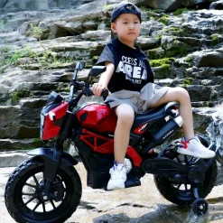 Baby Moo Electric Ride-on Bike for Kids | Battery-Powered Toy with LED Lights, Music, and USB Port | Battery Operated Bike - Red