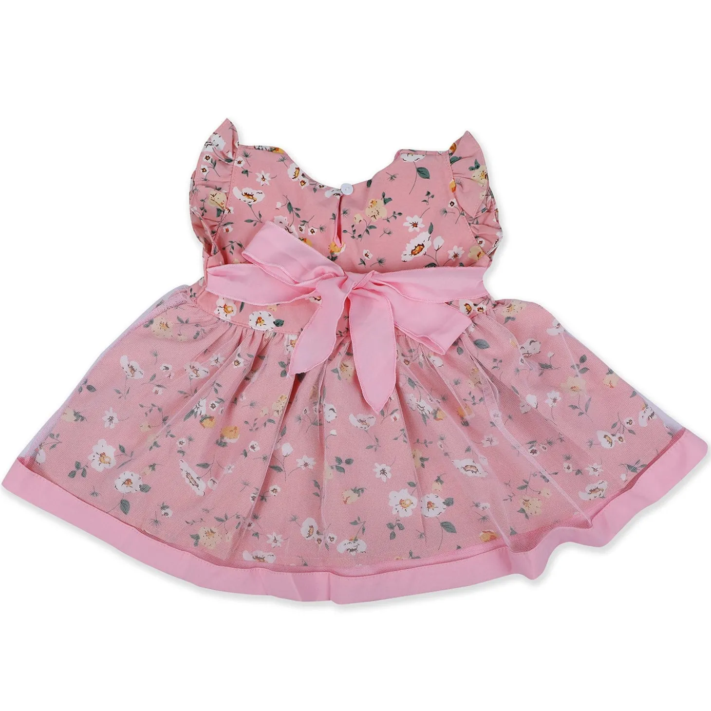 Baby Moo Elegant Pearl And Floral Layered Party Dress - Pink