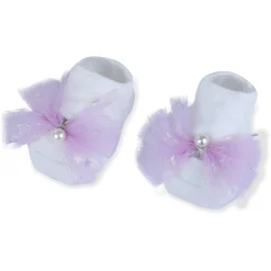 Baby Moo Elegant Pearl Matching Cap And Socks Set - Purple
