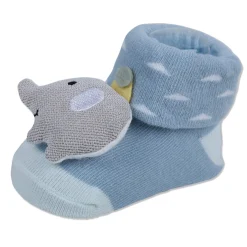 Baby Moo Elephant Explorer Cotton Anti-Skid 3D Socks - Blue