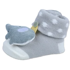 Baby Moo Elephant Explorer Cotton Anti-Skid 3D Socks - Grey