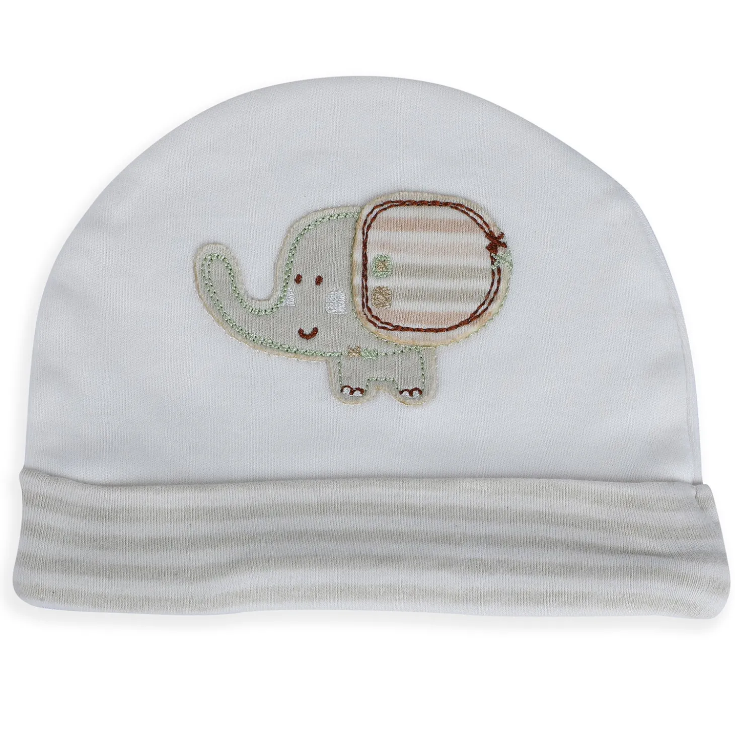 Baby Moo Elephant Organic Soft Cotton Cap - White