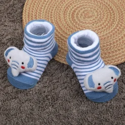 Baby Moo Elephant Trunk Cotton Anti-Skid 3D Socks - Blue