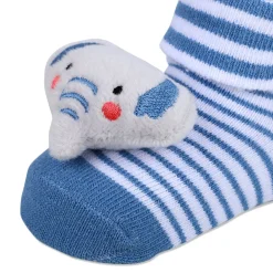 Baby Moo Elephant Trunk Cotton Anti-Skid 3D Socks - Blue