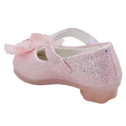 Baby Moo Embellished Bow Sequin Mary Jane Velcro Strap Anti-Skid Ballerina Shoes - Pink