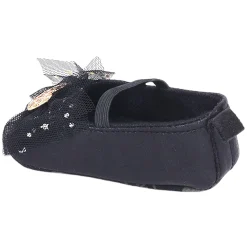 Baby Moo Embellished Bow Glittery Heart Anti-Skid Ballerina Booties - Black