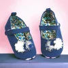 Baby Moo Embellished Flower Anti-Skid Ballerina Booties - Navy Blue