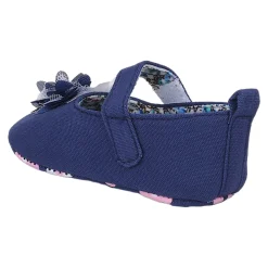Baby Moo Embellished Flower Anti-Skid Ballerina Booties - Navy Blue