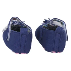 Baby Moo Embellished Flower Anti-Skid Ballerina Booties - Navy Blue