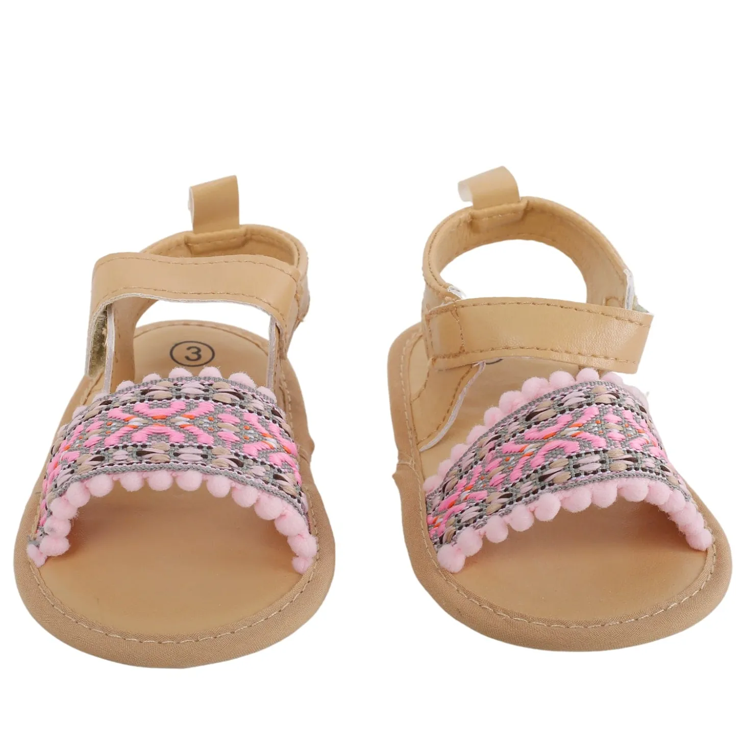 Baby Moo Embroidered Pink Sandals