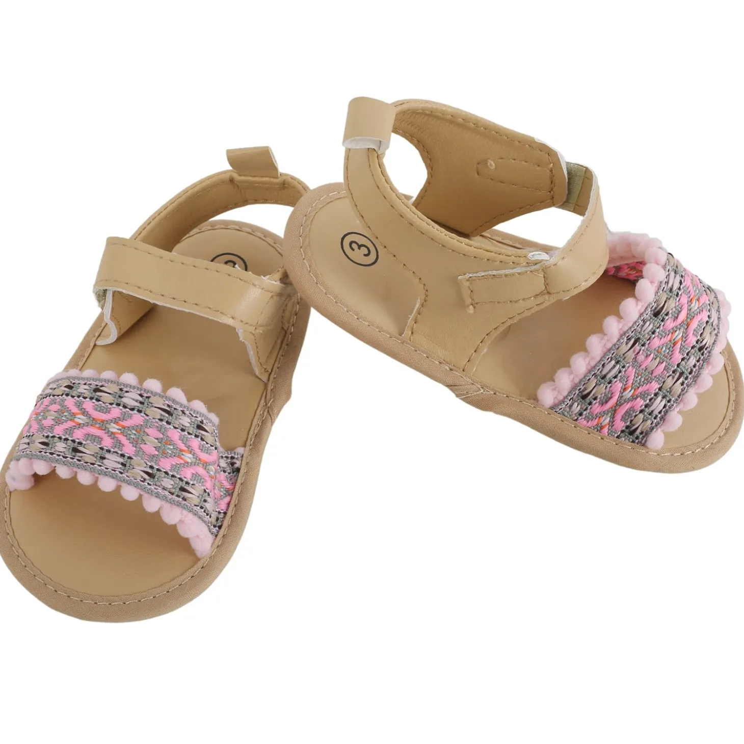 Baby Moo Embroidered Pink Sandals