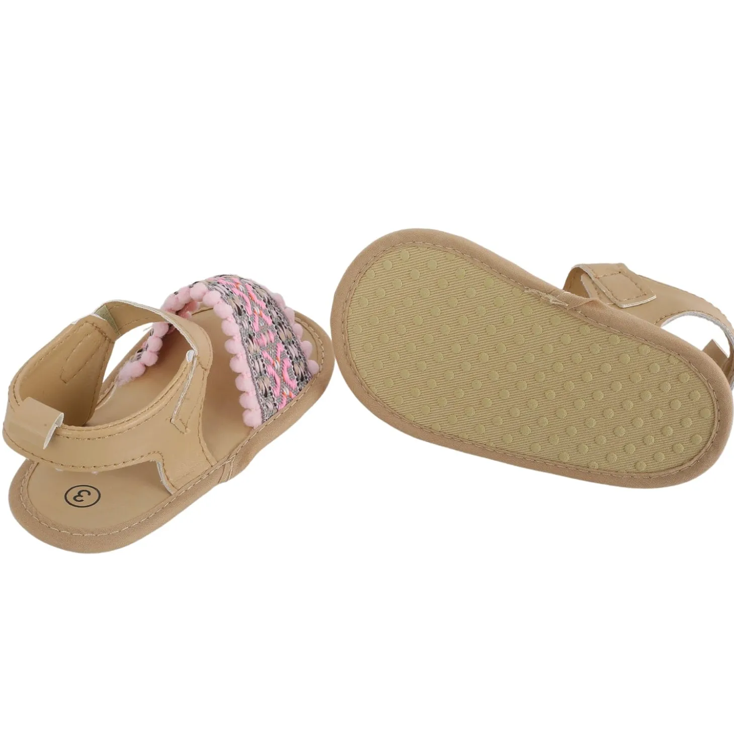 Baby Moo Embroidered Pink Sandals