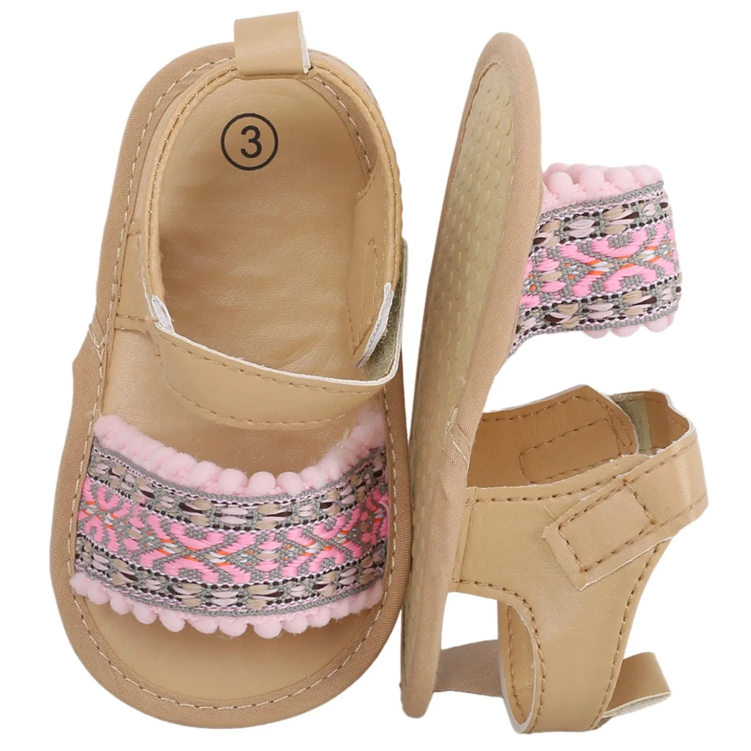 Baby Moo Embroidered Pink Sandals