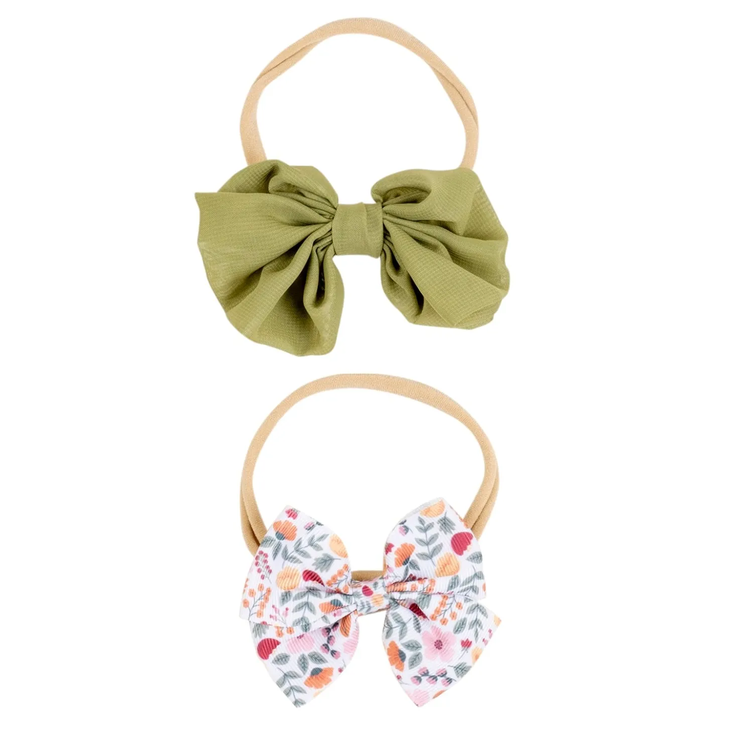 Baby Moo Fall Botanical Infant Girl 4-Piece Gift Hairband And Socks Set - Green