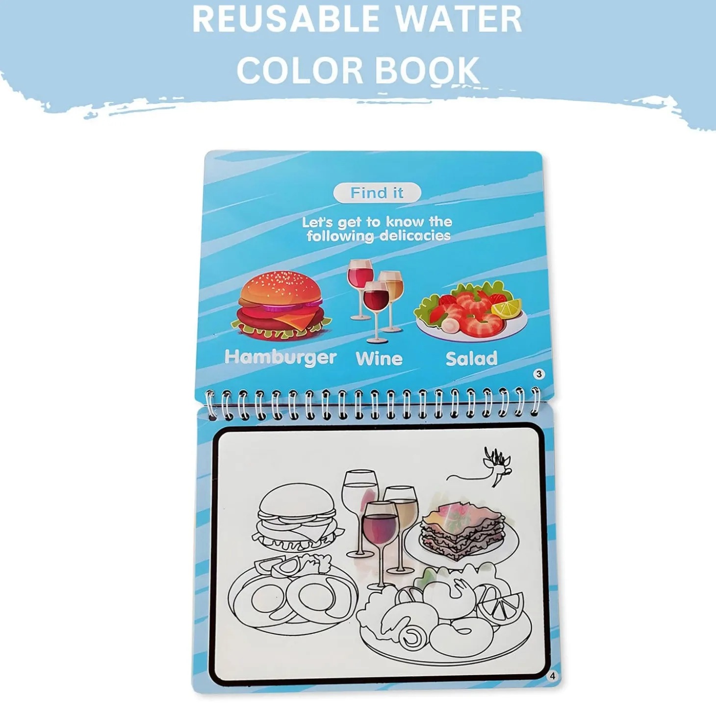 Baby Moo Fantastic Food Reusable Magic Water Colouring Book - Blue