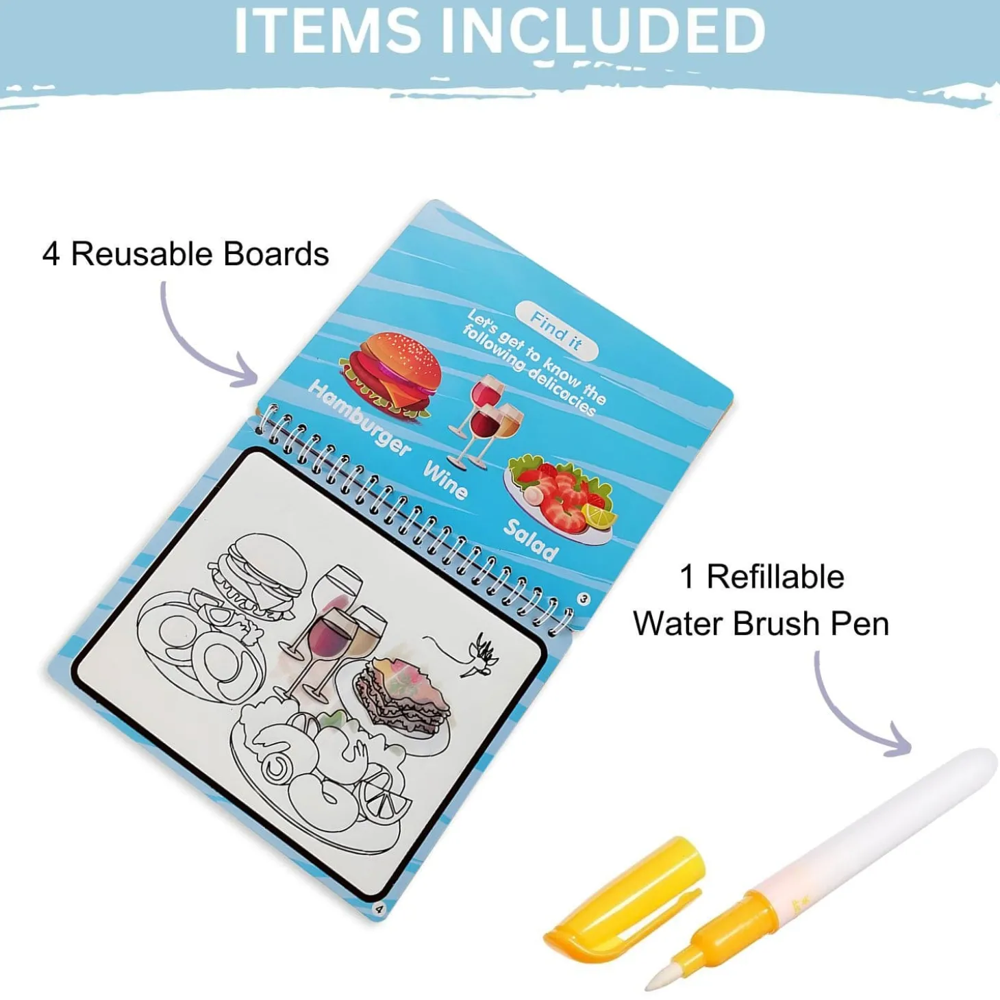 Baby Moo Fantastic Food Reusable Magic Water Colouring Book - Blue