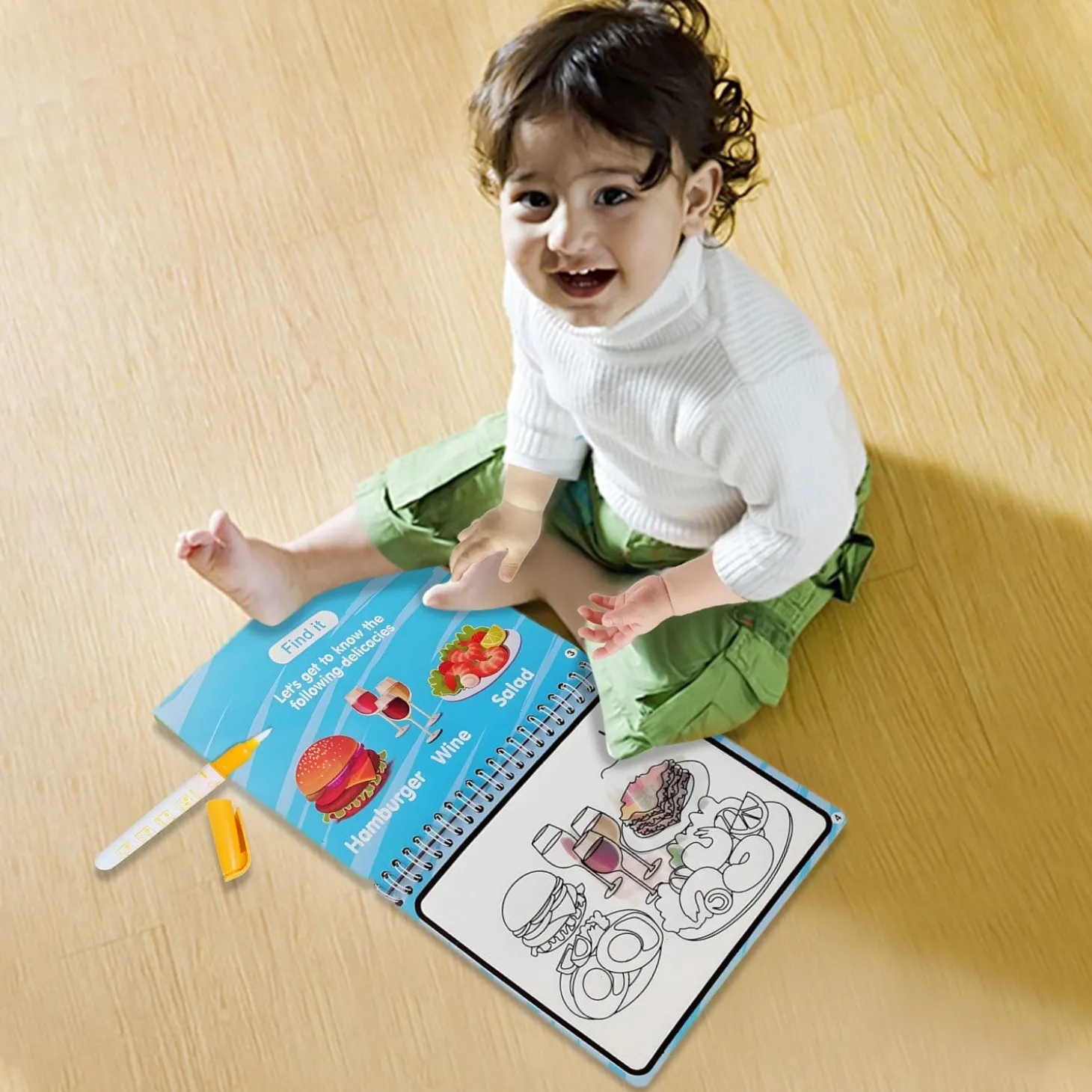 Baby Moo Fantastic Food Reusable Magic Water Colouring Book - Blue