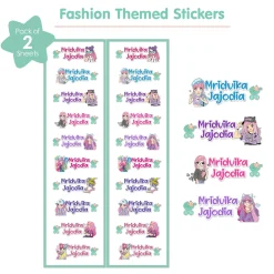 Baby Moo Fashion Personalised Name Self Adhesive Transparent Embossed Stickers, 3D Labels 20 Pcs Stationery Set for Children - Pink