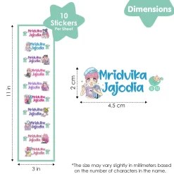 Baby Moo Fashion Personalised Name Self Adhesive Transparent Embossed Stickers, 3D Labels 20 Pcs Stationery Set for Children - Pink