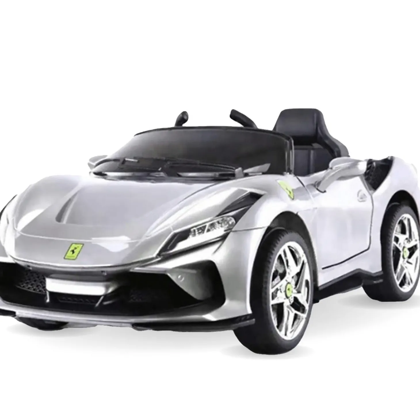 Baby Moo Ferrari F8 12V Battery Operated Ride On Car for Kids | Remote Control | Rechargeable Battery | USB MP3 Player | Ages 1-6 - Silver