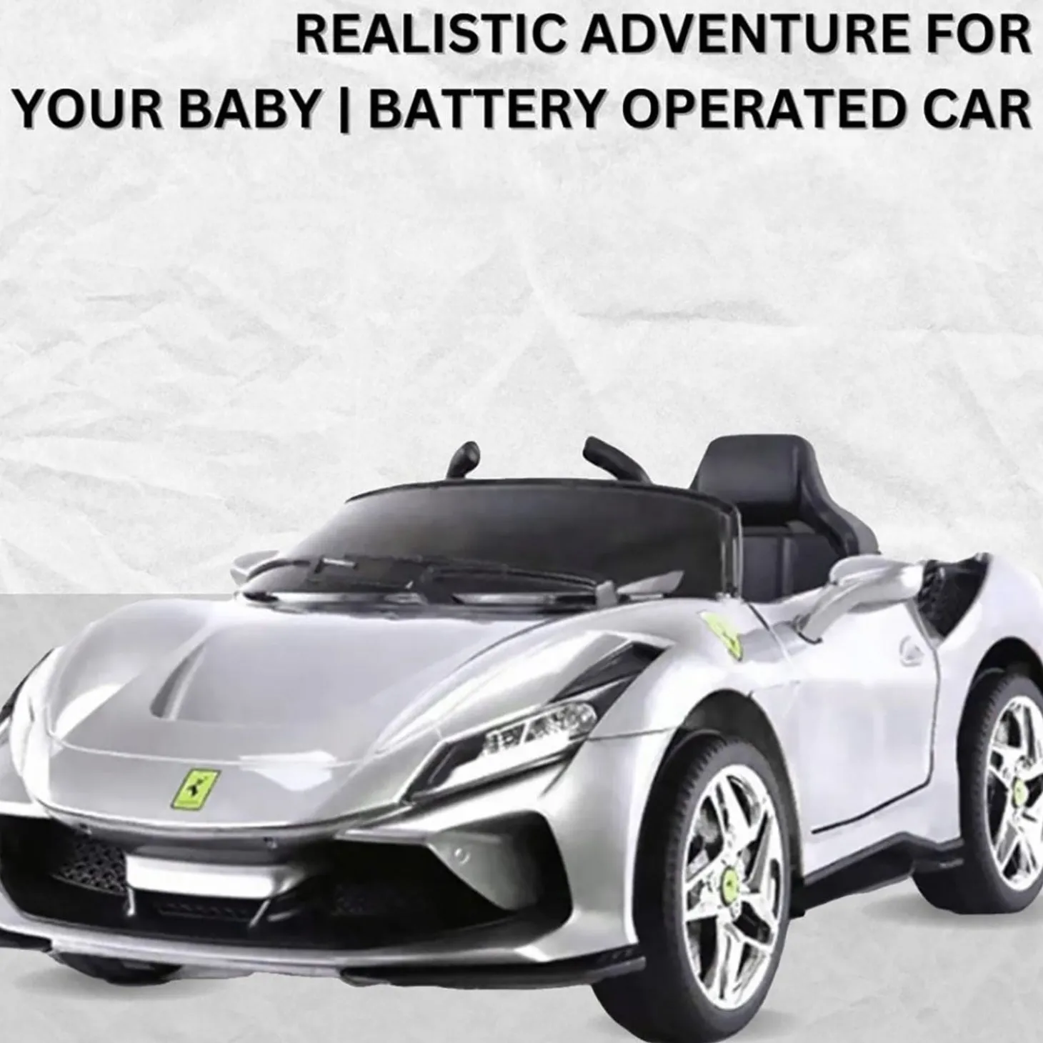 Baby Moo Ferrari F8 12V Battery Operated Ride On Car for Kids | Electric Car with Remote Control | Rechargeable Battery-Powered Toy with LED Lights, Music & USB Port | Age 2-8 - Silver