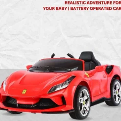 Baby Moo Ferrari F8 12V Battery Operated Ride On Car for Kids | Remote Control | Rechargeable Battery | USB MP3 Player | Ages 1-6 - Red