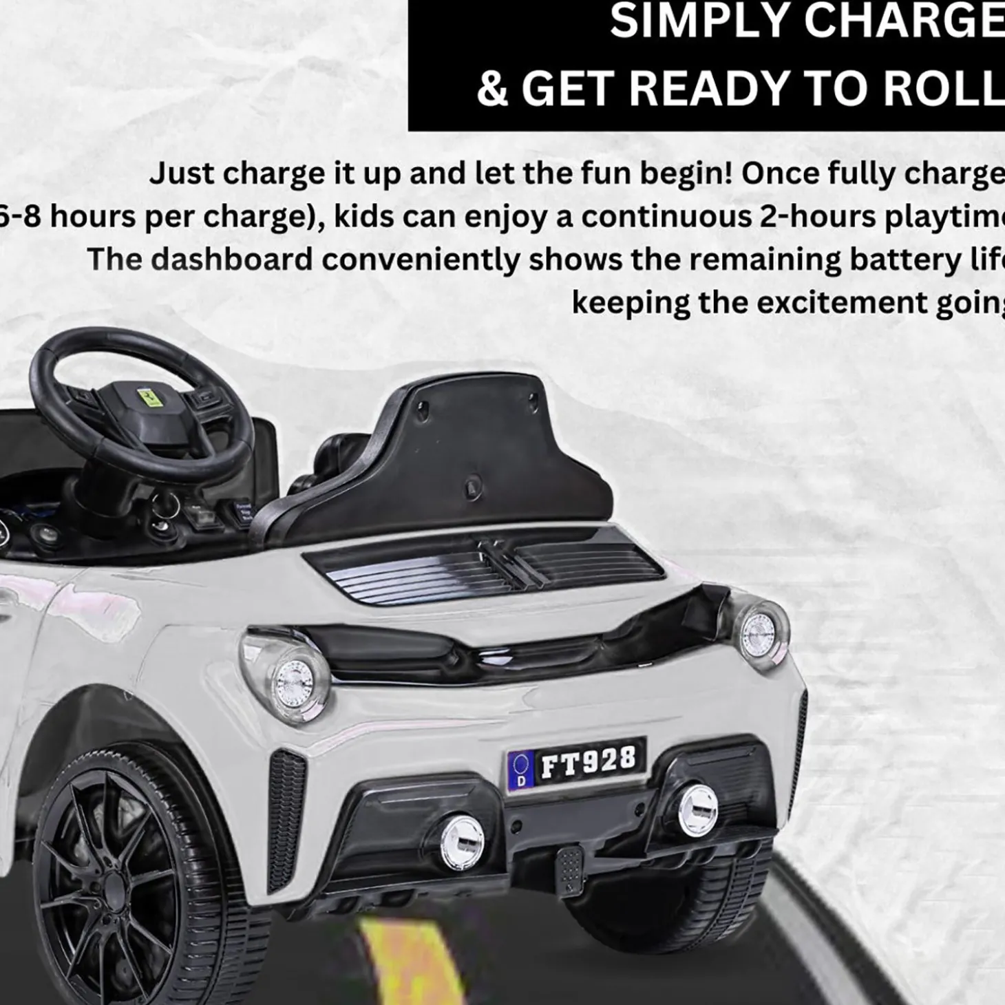Baby Moo Ferrari F8 12V Battery Operated Ride On Car for Kids | Electric Car with Remote Control | Rechargeable Battery-Powered Toy with LED Lights, Music & USB Port | Age 2-8 - Silver