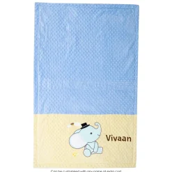 Baby Moo Festive Elephant Plush Cotton All Season Nursery Blanket - Blue