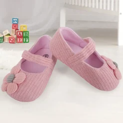 Baby Moo Floral Applique Peach Booties