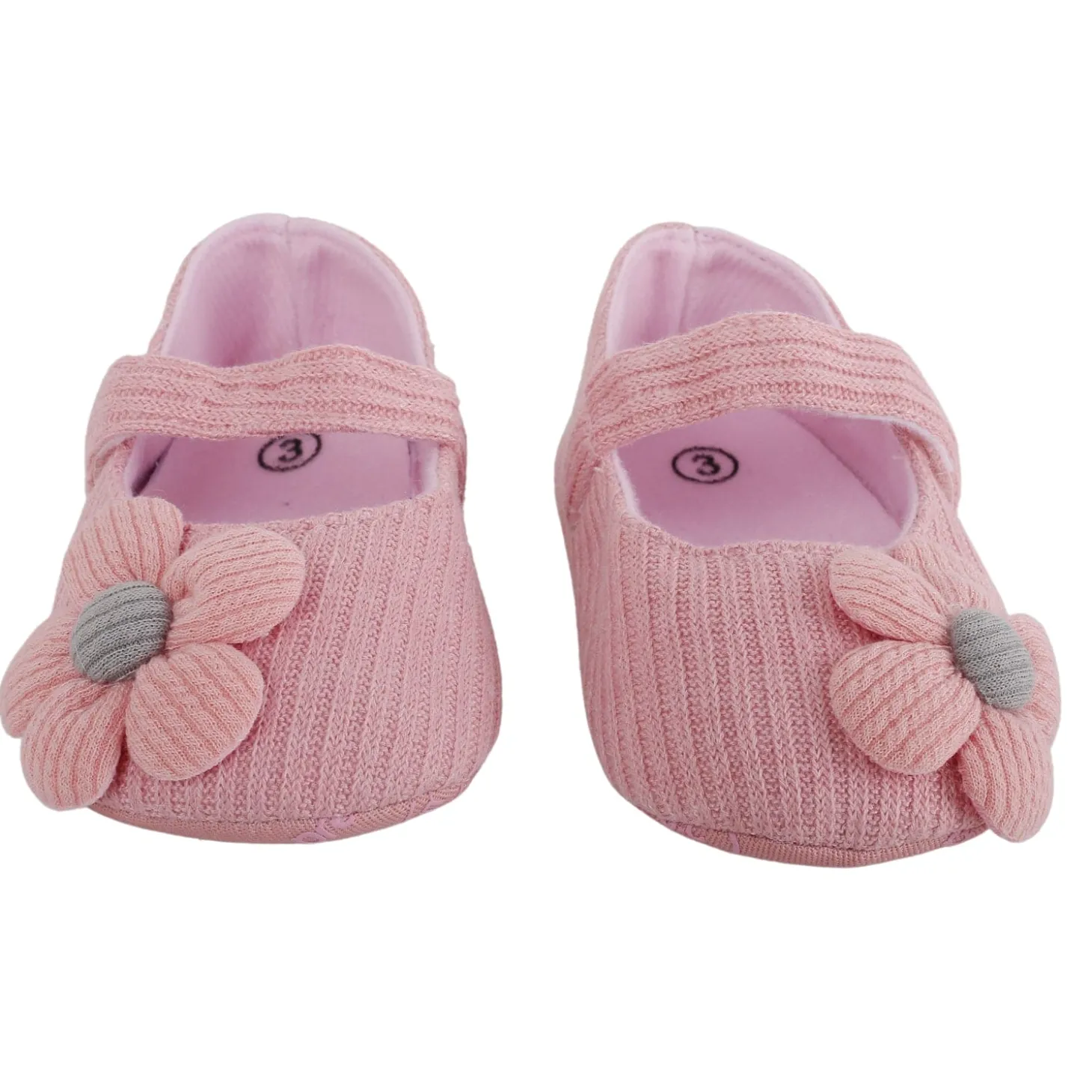 Baby Moo Floral Applique Peach Booties