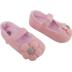Baby Moo Floral Applique Peach Booties