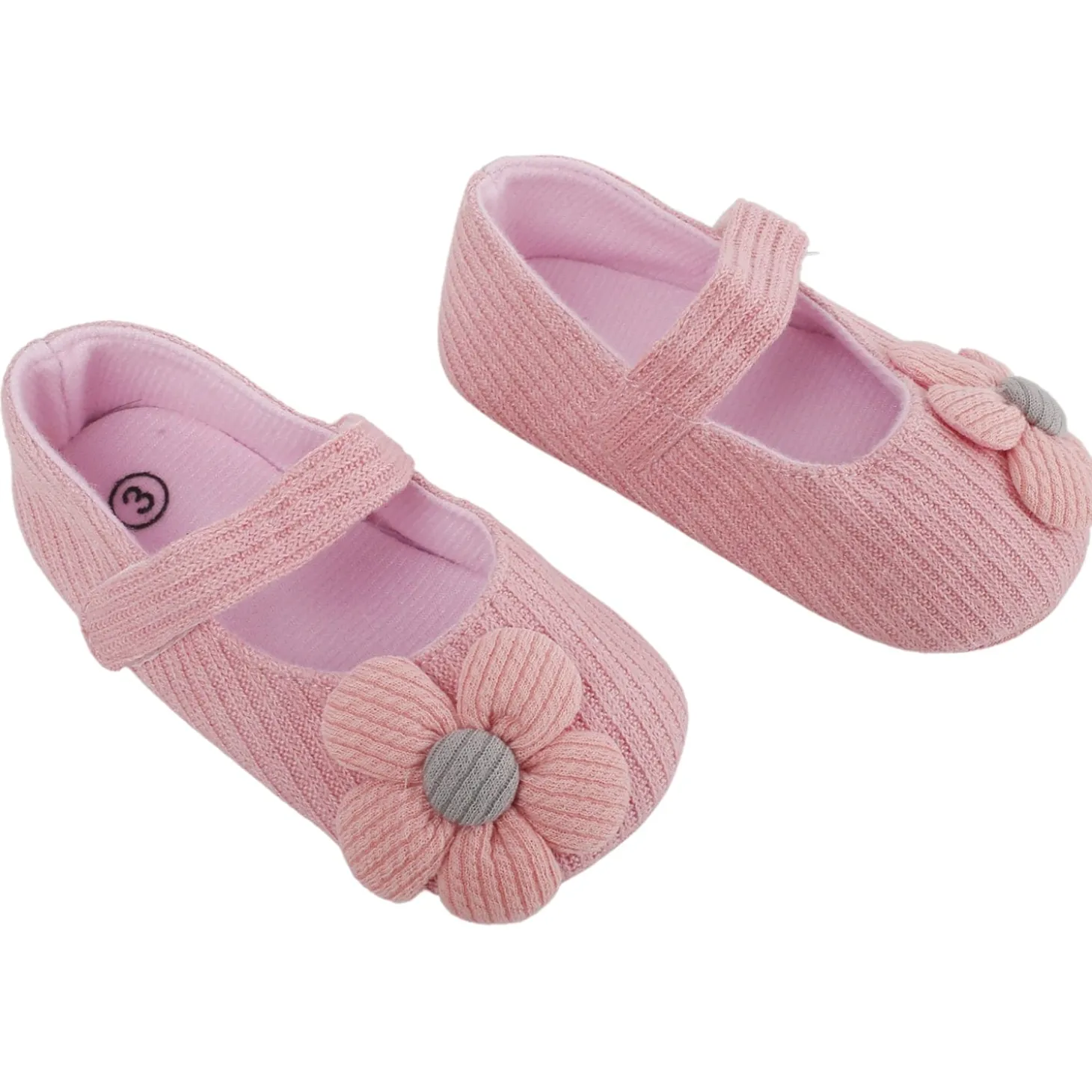 Baby Moo Floral Applique Peach Booties