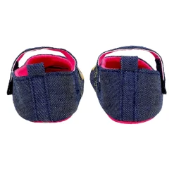 Baby Moo Floral Applique Anti-Skid Ballerina Booties - Navy Blue